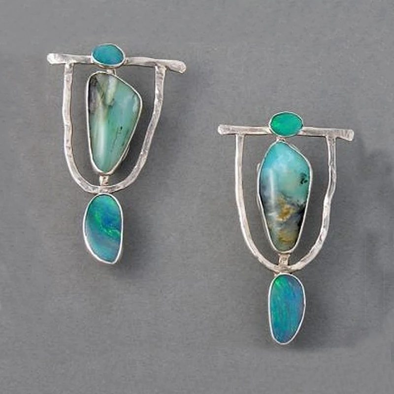 Vintage Tassel Green Dangle Earrings Pendientes Hollow out Boho Long Resin For Women Ethnic Indian Jewelry Z5E680 | Украшения и
