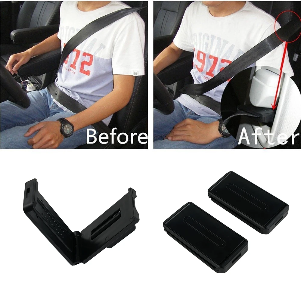 2pcs Black Label Seat Belt Clip Stopper Clamps Comfort Car Accessories