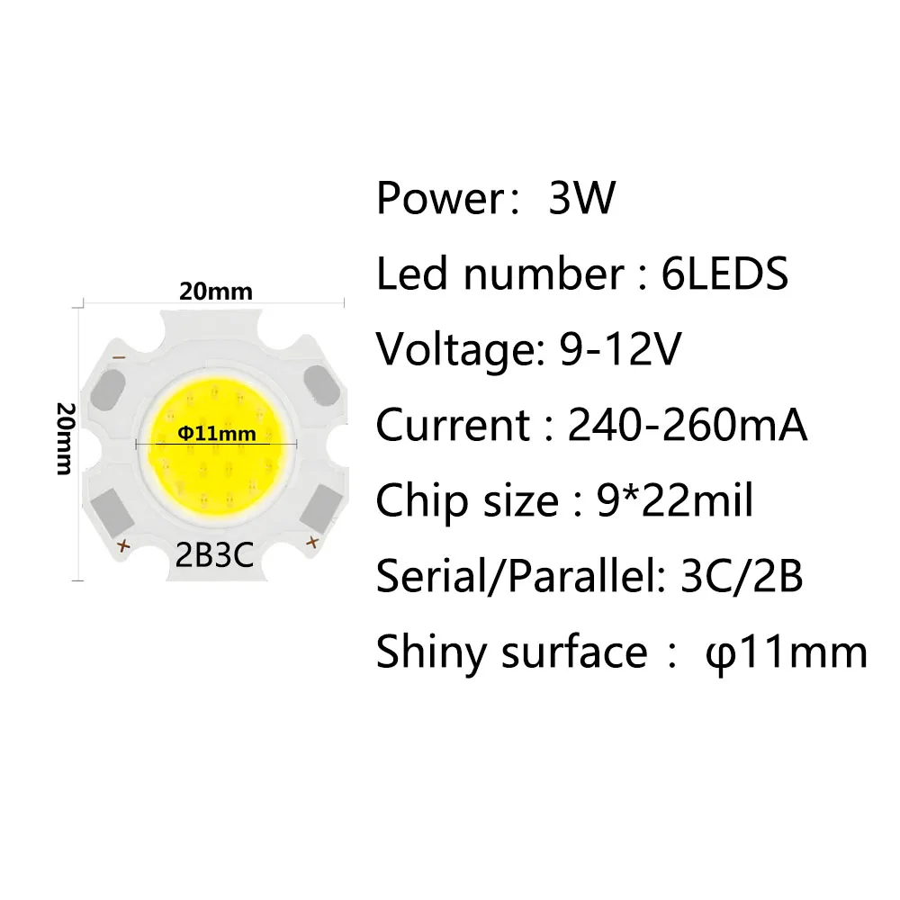 20 шт., 3 Вт, 5 Вт, 7 Вт, 10 Вт, светодиодный источник, много, высокая мощность, светодиодный COB светильник, лампа 20 мм, светильник для DIY, точечный светильник, светильник, лампы