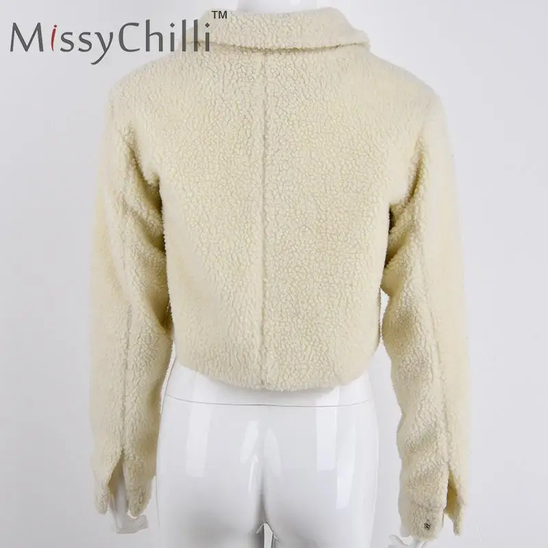 MissyChilli однобортное белое пальто из искусственного меха женская уличная Осенняя Меховая куртка Женская сексуальная черная короткая плюшевая зимняя куртка