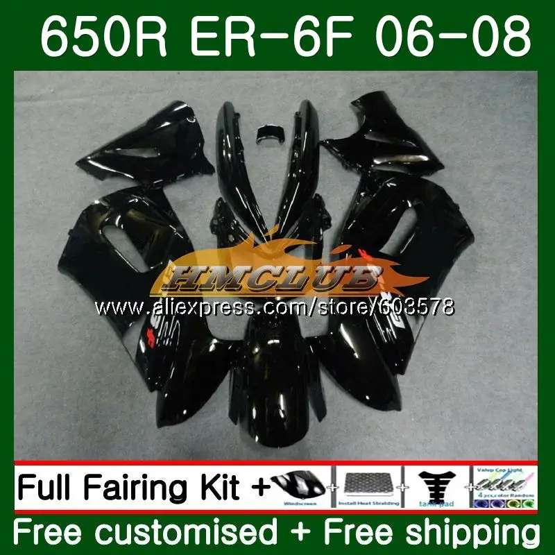 Средства ухода за кожей для KAWASAKI NINJA 650R ER6 F 650 ER6F 06 07 08 27CL. 78 Ninja650R ER-6F 06-08 ER 6F 2006 2007 2008 глянцевый черный обтекатели