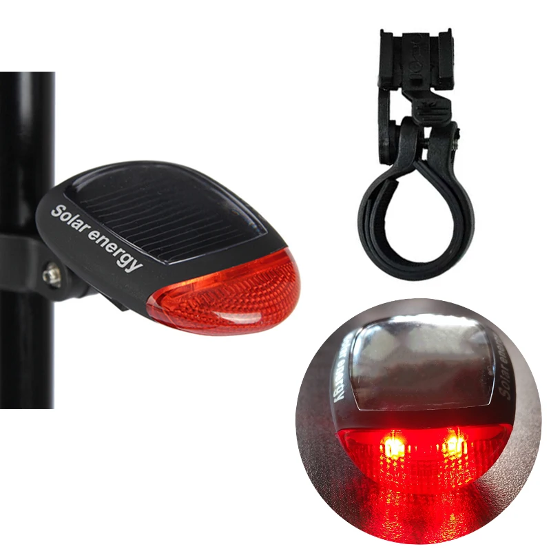 Wasafire Bright Q5 LED Bike Tail Light Cycling Bicycle Light Head Front Lamp Safety Flashlight Solar Power Or AAA Batteries