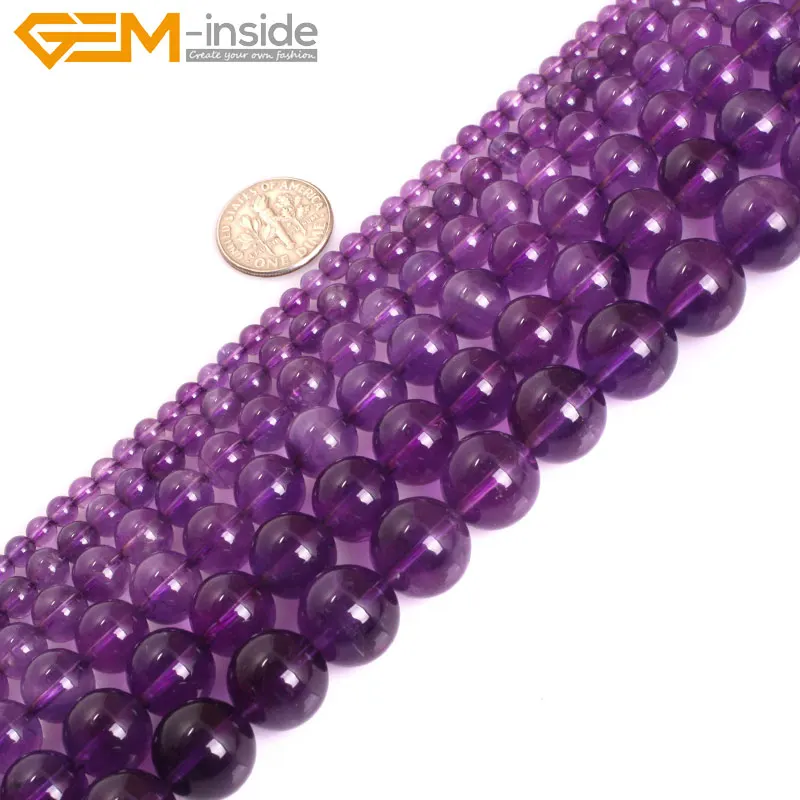 Natural AAA Grade Purple Amethyst Quartz Genuine Stone Beads Jewelry Making 15" 