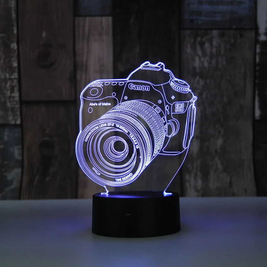 Новинка 3D развлекательная камера Иллюзия светодиодный светильник USB Настольный светильник RGB Ночной светильник романтическая прикроватная декоративная лампа