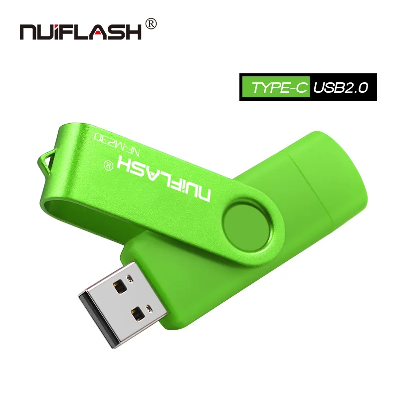 green Лучшая usb Type C флеш-накопитель cle usb 2,0 32G флеш-накопитель двойное применение usb Type C 16G 32G 128G запоминающие устройства диск на ключ - Цвет: green