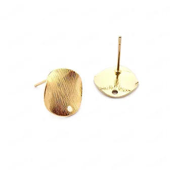 

10 Pcs 12 Mm 24 K Gold Color Brass Drifted Wave Round Study Earrings Pins High Quality Diy Jewelry Accessories