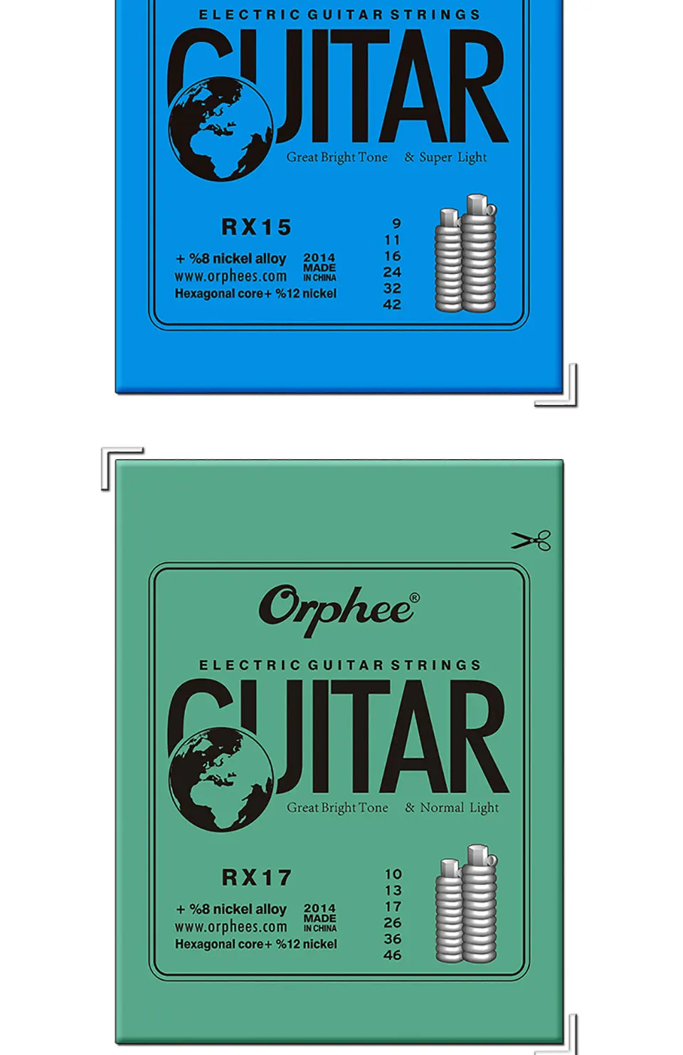 Orphee Струны для электрогитары,, 10 комплектов гитарных струн из никелированной стали для электрогитары с розничным производством