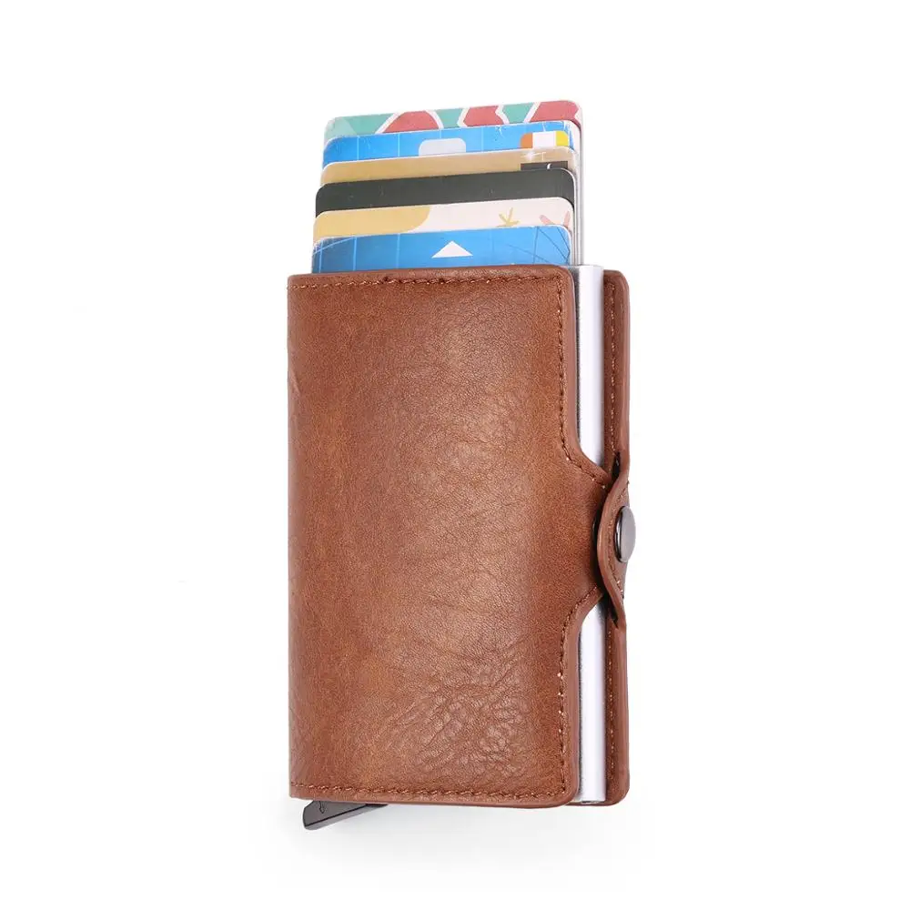 Minimalist Wallet Card-Holder Rfid Blocking Credit Aluminum Women Purse Pop-Up Hasp 