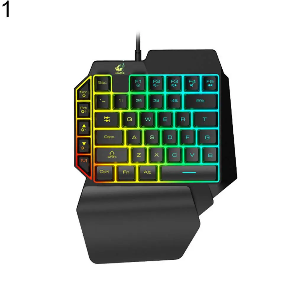 С помощью одной руки цветная(RGB игровая клавиатура светодиодный светильник 39-ключ полный ключ для Pubg контроллер геймпад с мобильным телефоном на базе Android