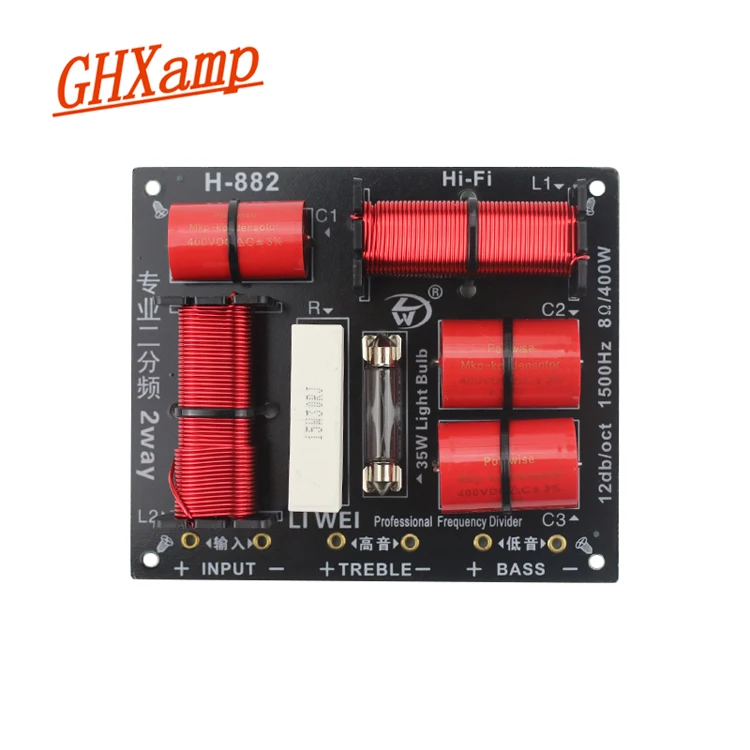 GHXAMP 400 Вт ВЧ-динамик и бас-кроссовер 8 Ом 2 полосный ВЧ-динамик делитель 1,5 кГц с перегрузкой по току Защитная лампочка 1 шт