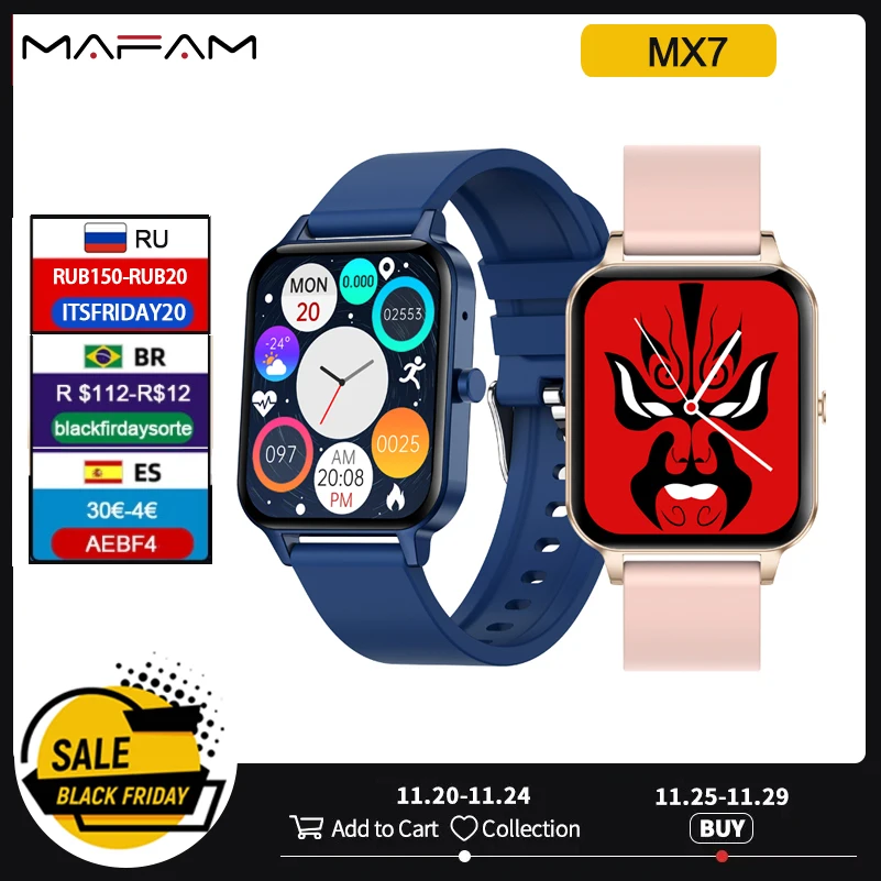 MAFAM MX7 Smartwatch Men Bluetooth Call IP68 Waterproof Watch Women Local Music Thermometer Heart Rate Monitor Fitness Tracker |