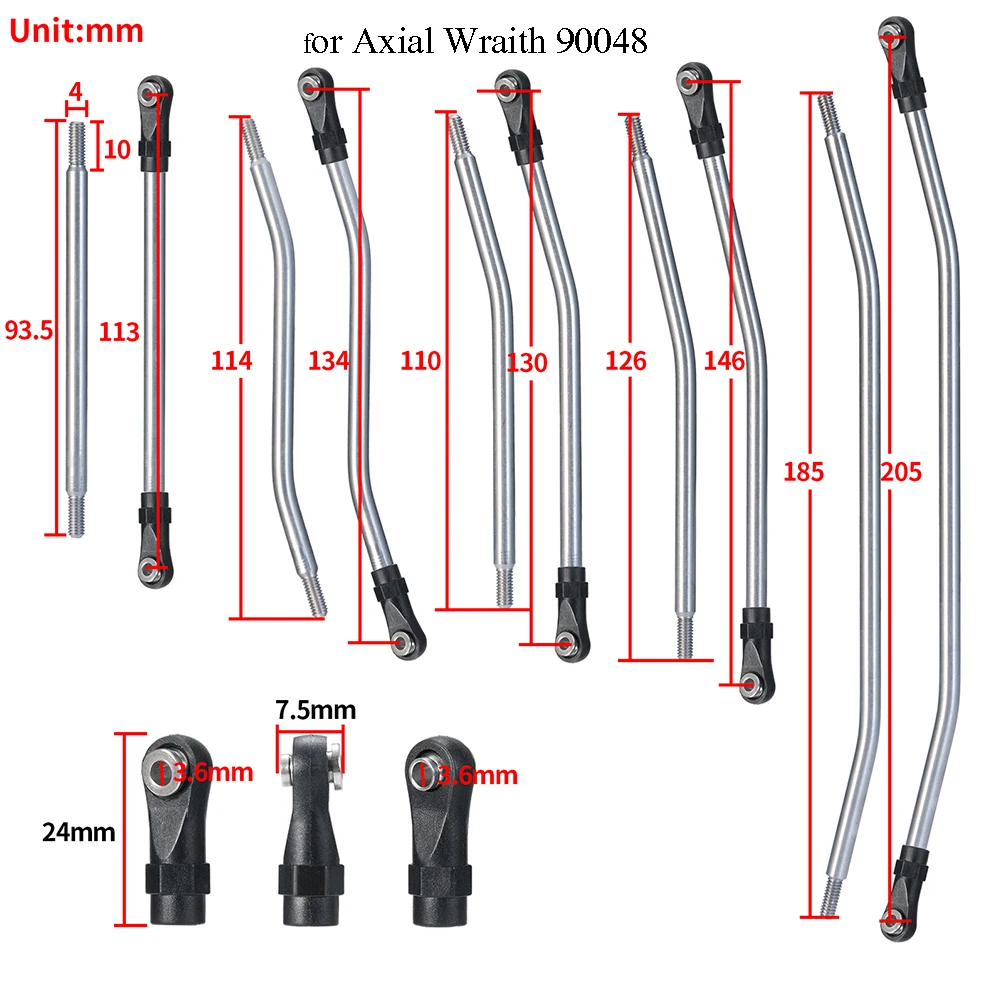 YEAHRUN 10 stücke Edelstahl Verknüpfung Lenkung Link Rod Set für TRX-4 TRX4 TRX-6 Axial SCX10 II 90046 1/10 RC crawler Auto Teile – Detail 29