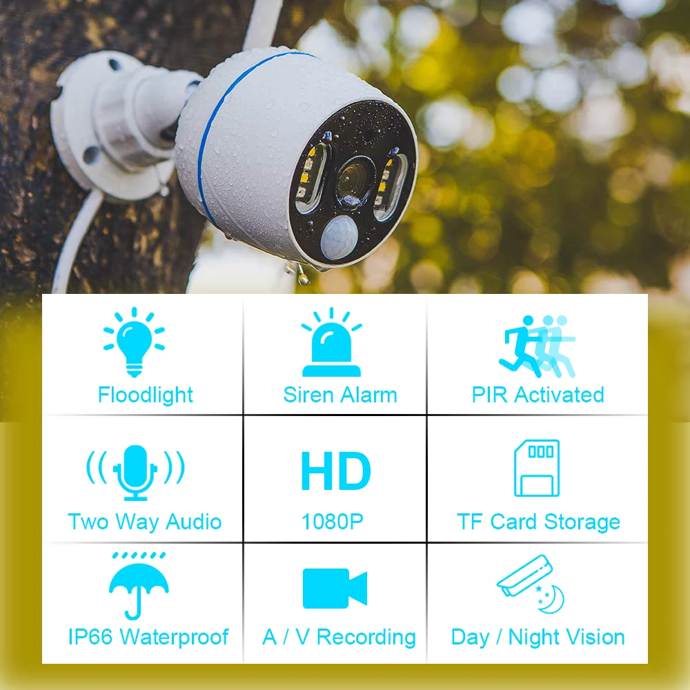  1080P ip wifi camera outdoor home security Floodlight Siren Alarm wireless camera PIR detection wif - 4.00034E+12