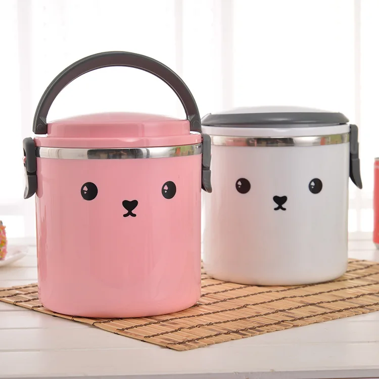 Милый мультяшный Ланч-бокс из нержавеющей стали Bento для детей младенцев с вакуумной изоляцией, контейнер для еды, банка, Ланчбокс, суповая кружка
