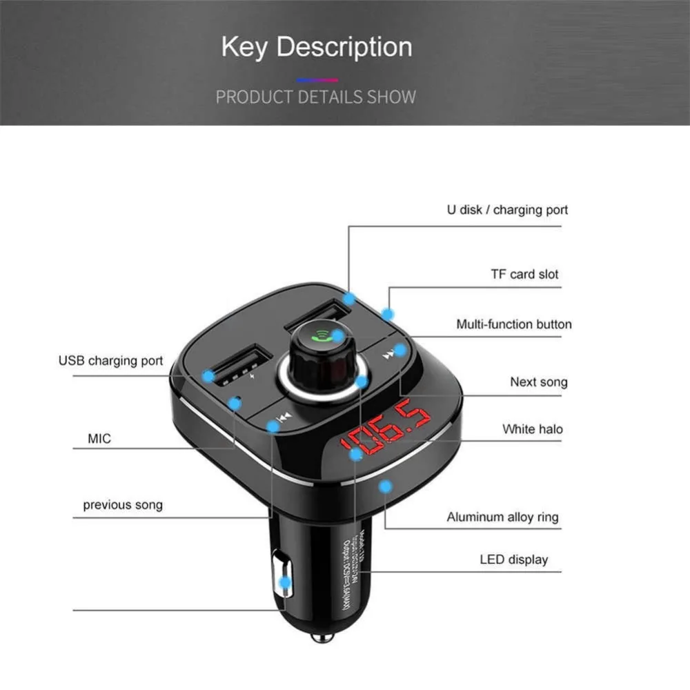 Хит, Автомобильный MP3-плеер, Bluetooth, fm-передатчик, комплект, Hands-Free 3.1A, двойной USB, автомобильное зарядное устройство, автомобильные аксессуары