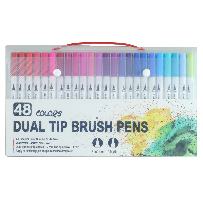 100 шт цветные ручки с двойным наконечником для кистей и кисти Акварельные ручки для рисования для художественных маркеров кисть манга для рисования