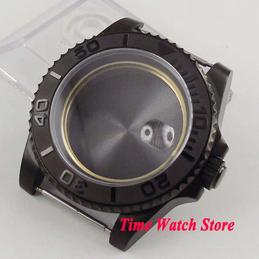 40mm Fully Black Pvd Coated Sapphire Watch Case For Eta 2836 Miyota