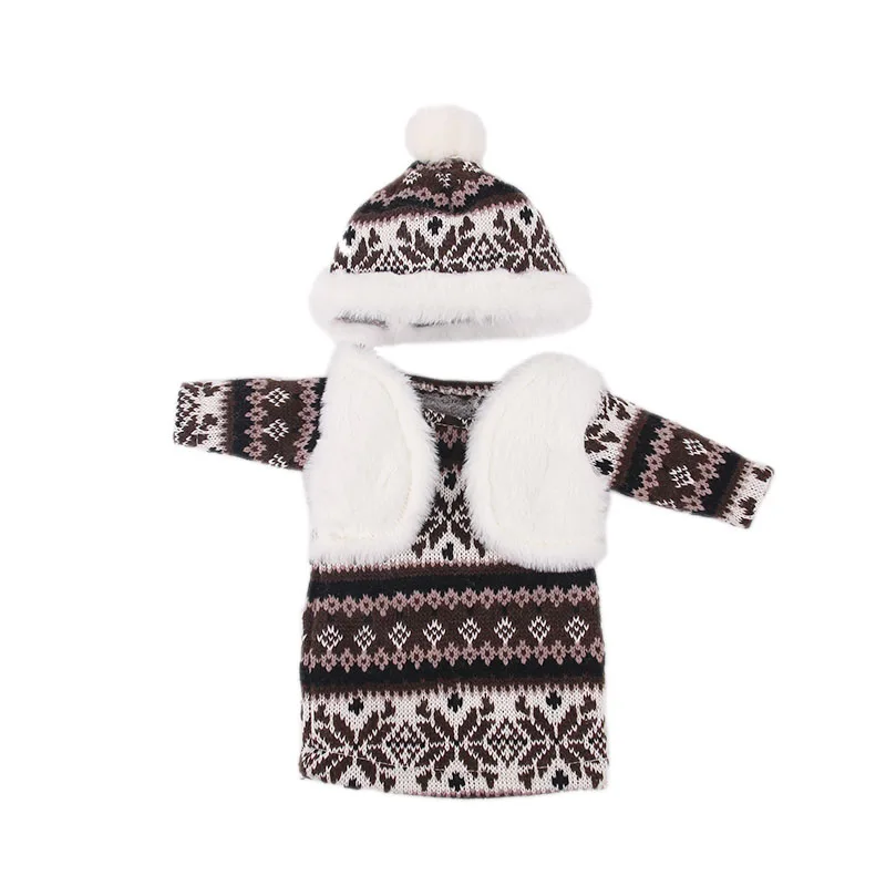 Кукольная одежда 3 шт./компл. шляпа/футболка+ жилет/вязаный свитер+ юбка, комплект для девочек 18 дюймов American& 43 см для ухода за ребенком для мам-новорожденная кукла поколения для девочек
