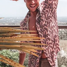 Гавайская рубашка, осенняя уличная граффити, мужские рубашки, длинный рукав, отложной воротник, повседневная одежда, рубашки, сексуальные, облегающие, Camisas Hombre