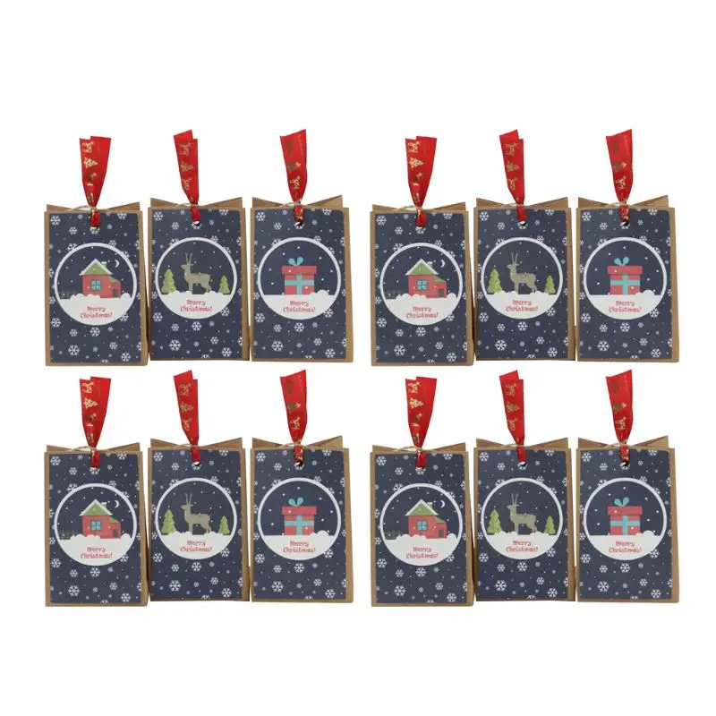 

12Pcs Christmas Gift Bags MediumPaper with Twine Handle Tag for Gift Giving