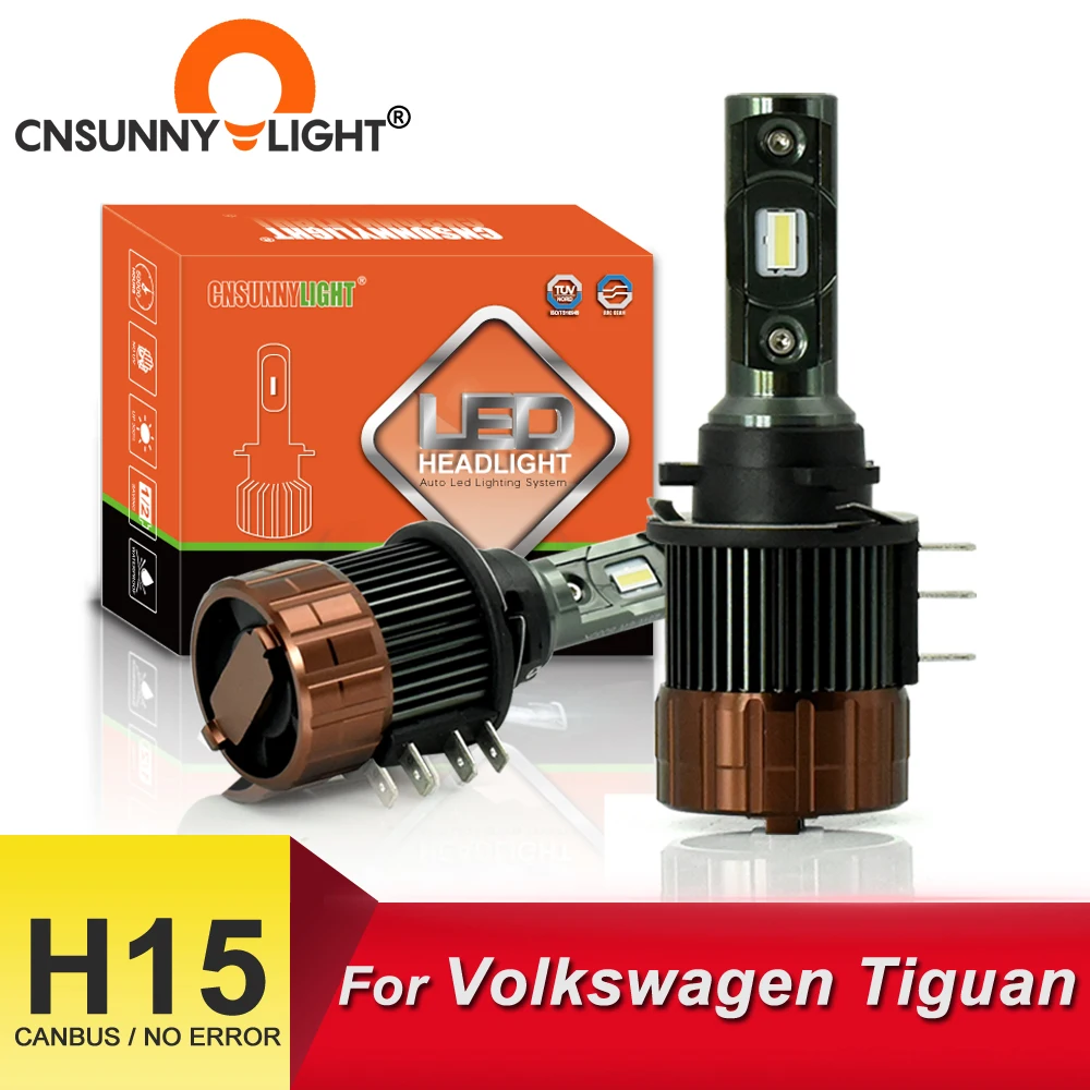 CNSUNNYLIGHT безошибочный Автомобильный светодиодный H15 лампы для фар CANBUS 12000Lm 6000K
