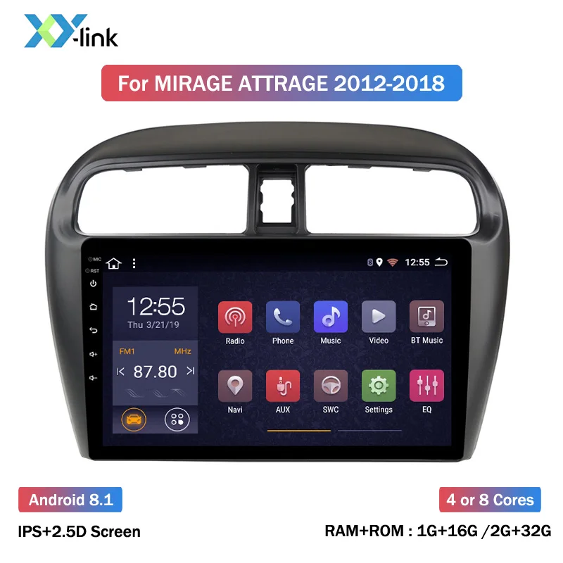 Sale Car Multimedia 9 Inch IPS 2.5D Vehicle Android 8.1 Car Radio For Mitsubishi Mirage GT G4 2012-2018 GPS Navigation Stereo 1