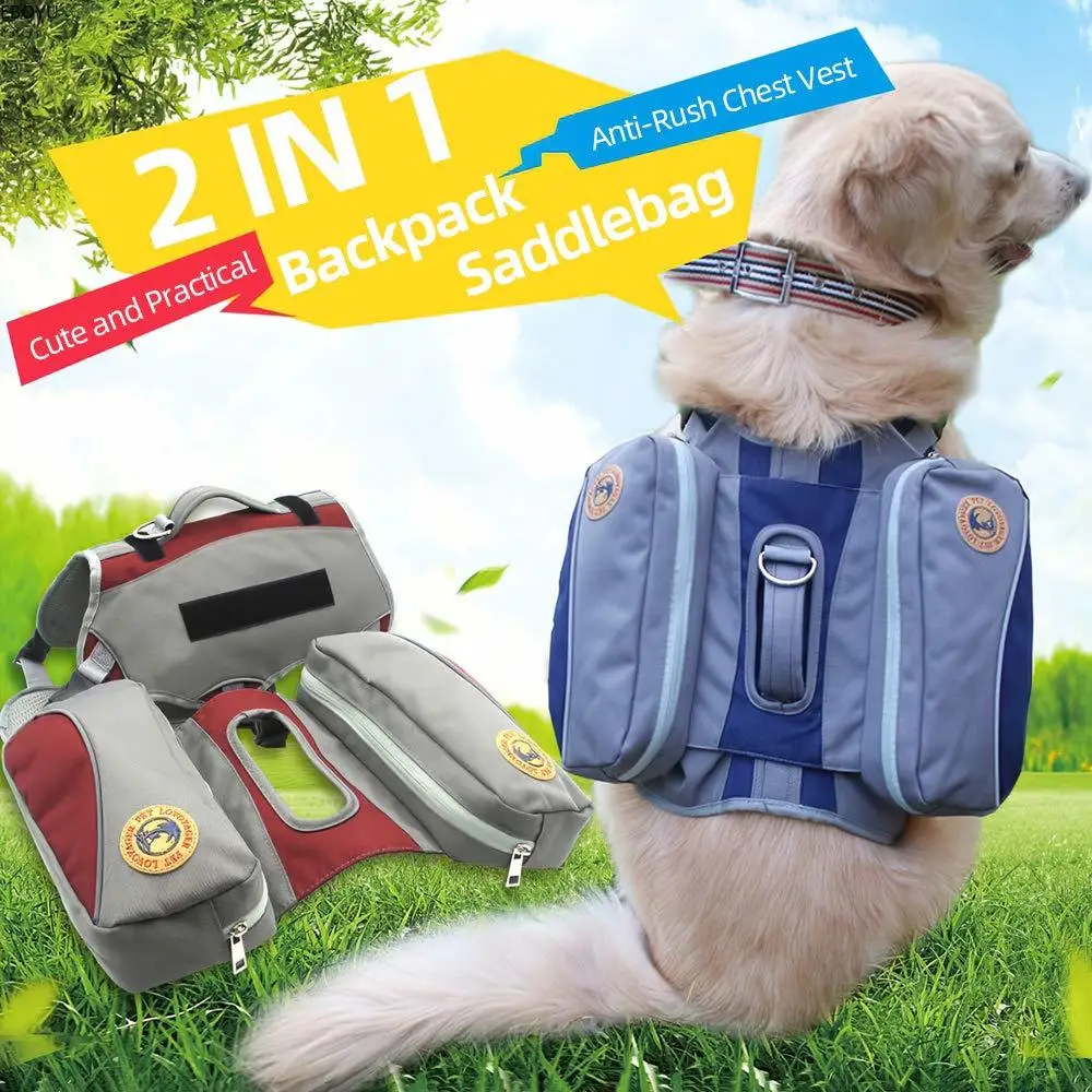 

EBOYU VB16012 Dog Travel Backpack Saddlebag Anti-Rush Chest Strap Detachable Bag for Large Dogs Pets Travelling Hiking -M Size