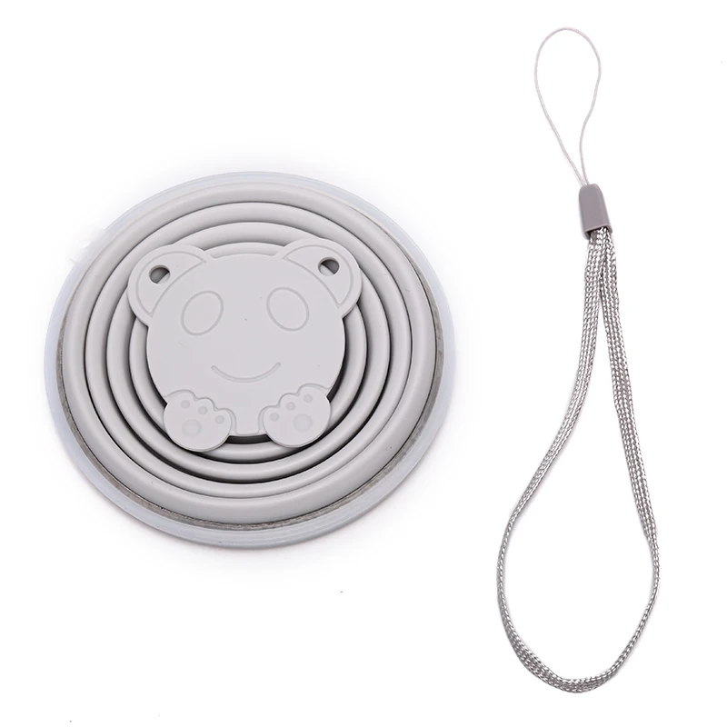 1pc Folding Cup With Lanyard / Dustproof Cover Lid Outdoor Sports Tour Water Cup Coffee Cups Retractable Travel cup