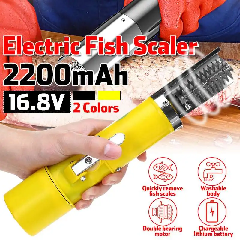 

2200mah Powerful Electric Fish Scaler Brush Scraper 6 Blades Automatic Rechargeable Waterproof Big Fish Seafood Descaler