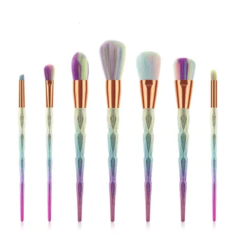 

New 7pcs Colorful Unicorn Diamond Makeup Brushes Set Mermaid Foundation Blending Brush Makeup Tool maquillaje