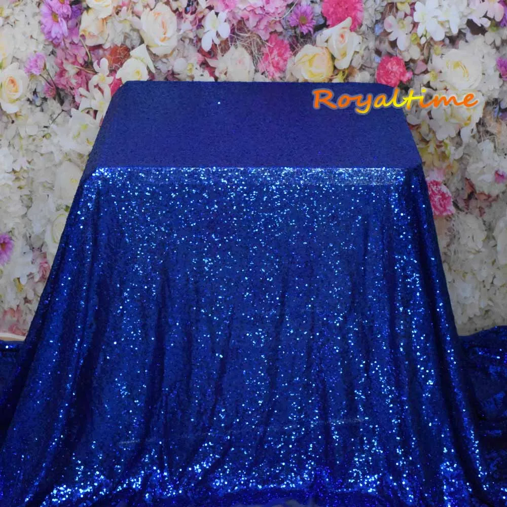 Royal Blue Фиолетовая скатерть 90x132in блестящая круглая прямоугольная вышитая скатерть с блестками для свадебной вечеринки Рождественская Decoration-RT102 - Цвет: Royal Blue