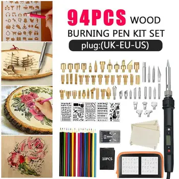 

1/ 28/ 33 pcs Regulated Temperature Electric Welding Iron Pyrography Soldering Wood Kit Pen Embossing Set Carving Tool Burn Z1F4