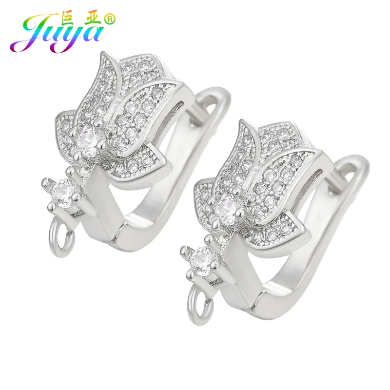 White Gold Juya DIY золотые/серебряные серьги, аксессуары, кубический цирконий, Leverback, обруч, серьги, крючки для модных сережек - Цвет: White Gold