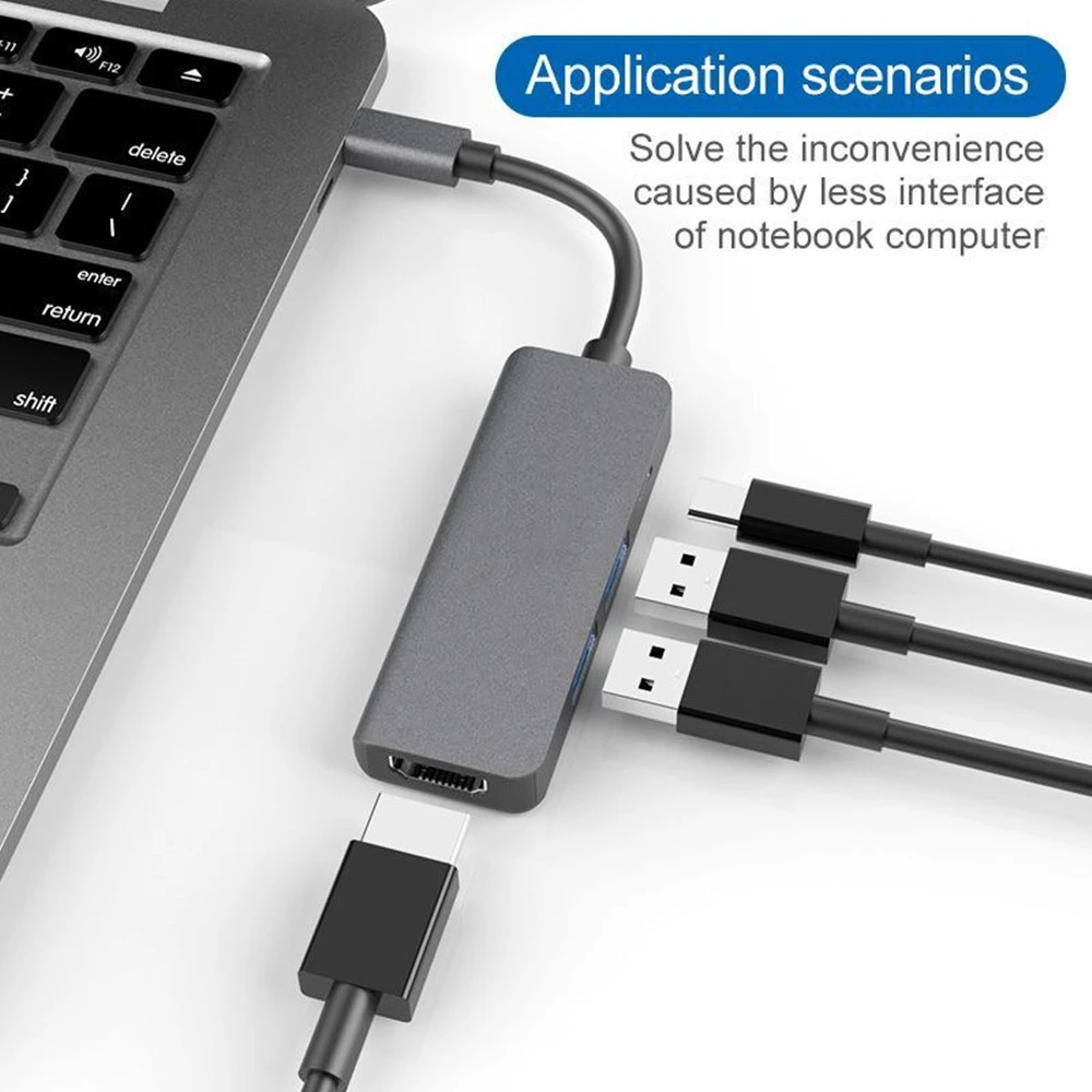 Tebe type-C концентратор Многофункциональная док-станция HDMI PD зарядка USB 3,0 4-в-1 Адаптер