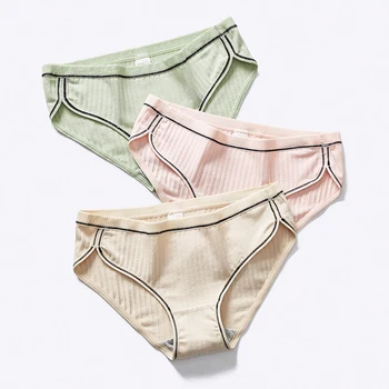 

Thread cotton girl underwear sexy and breathable cotton mid waist large size comfortable and breathable for women