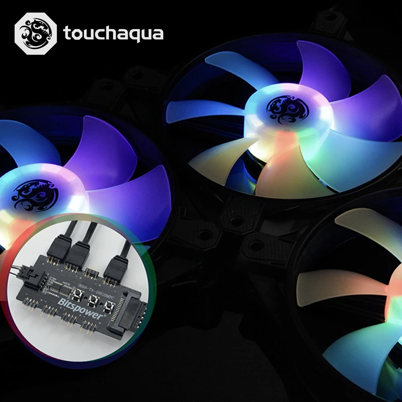 3 шт Bitspower Touchaqua 12 см Компьютерный Вентилятор 120x120x25 мм AURA 5V 3PIN RGB вентилятор 4PIN PWM