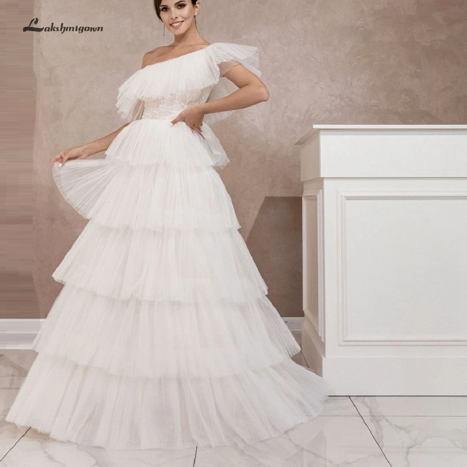 Женское свадебное платье с оборками lakshmidress белое Элегантное Длинное принцессы