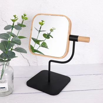 

Creative Desktop Double-sided Makeup Mirror 360 Degree Rotating Vanity Mirror Simple Portable Handle Mirror Beauty Mirror