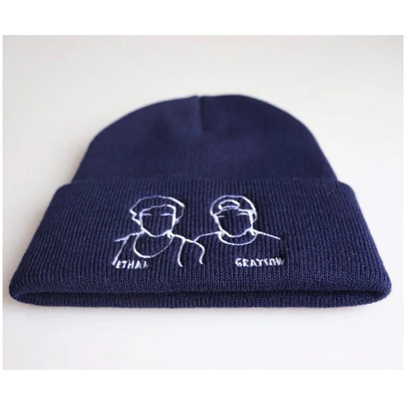 Осенние и зимние вязаные шапки Dolan Twins Ethan Grayson, шапки для мужчин и женщин, унисекс, Теплые Лыжные шапки W87
