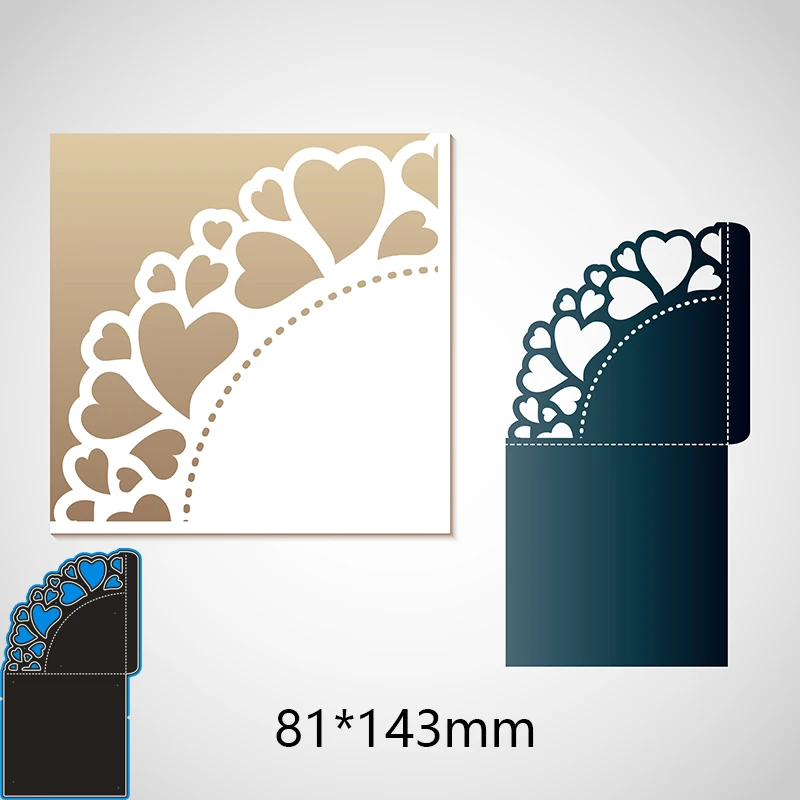 

New Metal Cutting Dies Heart Greeting Card For Card DIY Scrapbooking stencil Paper Craft Album template Dies 81*143mm