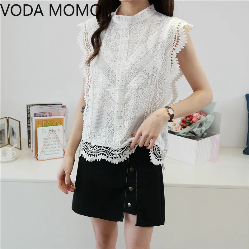 Summer Sleeveless Ruffles Women's Shirt Blouse - Image 4