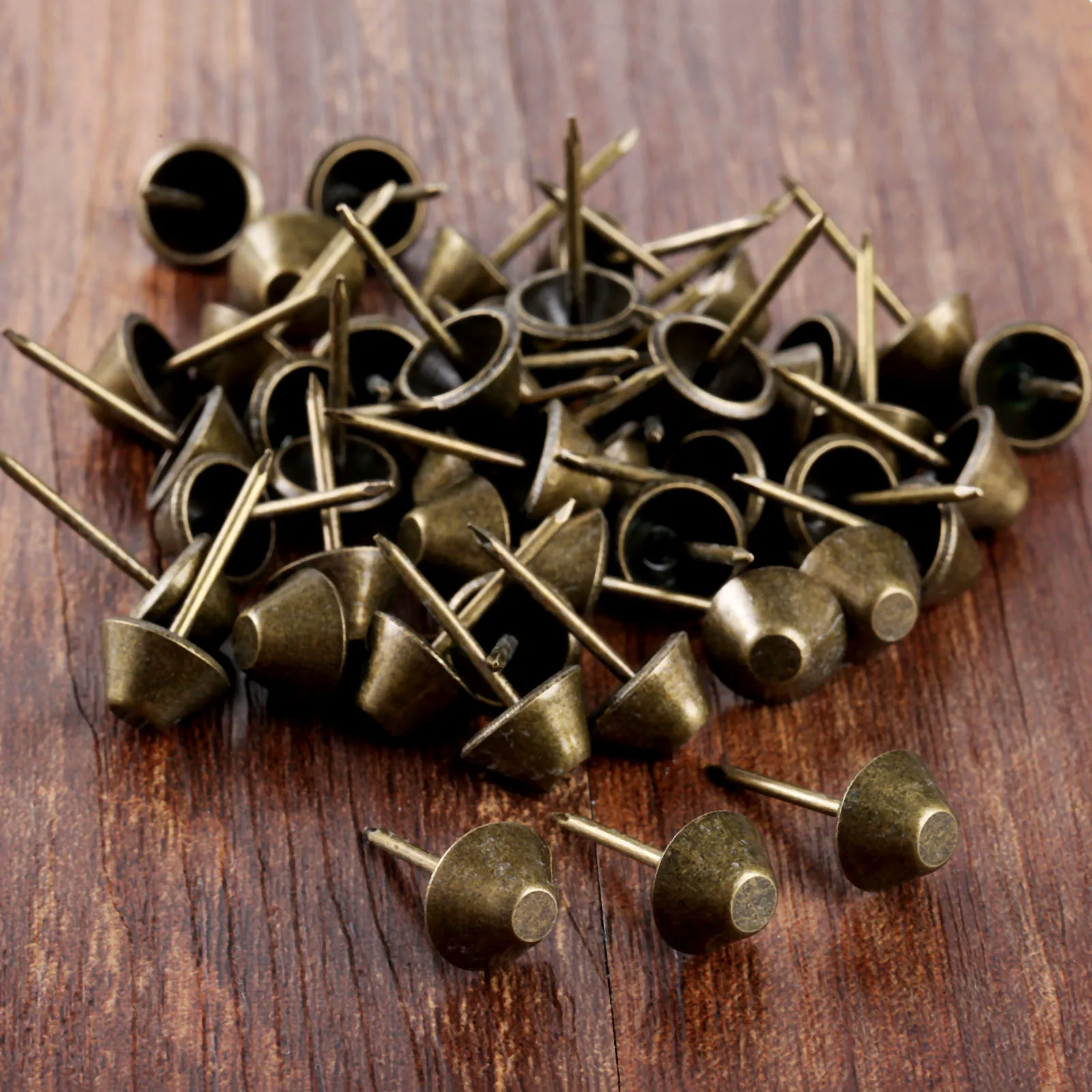 Upholstery Nail 50pcs Flat Upholstery Nails Sofa Studs Pins Tacks Antique Bronze Iron Vintage Jewelry Box Basket 11mm*17mm Furniture Hardware