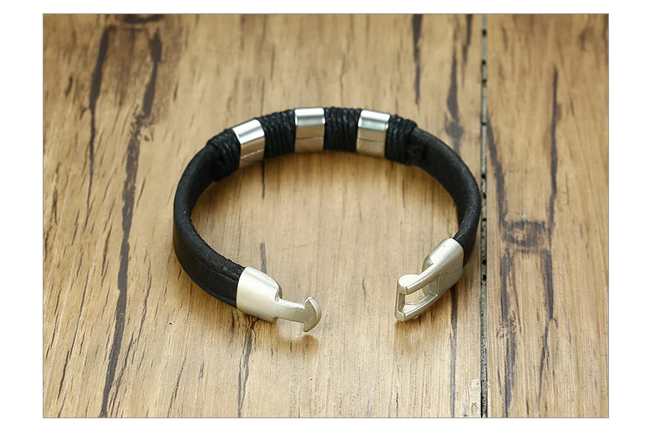 Vnox Black Braid Woven Leather Bracelet for Men Bangle Vintage Tribal erkek bileklik pulseira masculina
