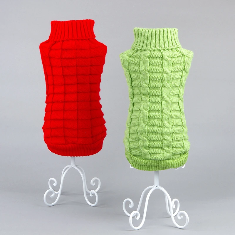 

Puppy Dog Sweater Winter Warm Clothing Solid Color For Small Dogs Christmas Costume Chihuahua Coat Knitting Crochet Cloth Jersey