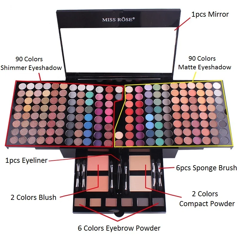 

Professional Makeup Pallete Glitter Eyeshadow Blush Eyebrow Matte Shimmer Eye Pigment Facial Powder Big Cosmetics Box Maquillage