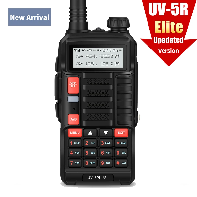 

Baofeng Walkie Talkie uv 5r Elite updated version 128CH Dual Band VHF UHF of UV-6PLUS 5RE 5R Black Knight two-way radio