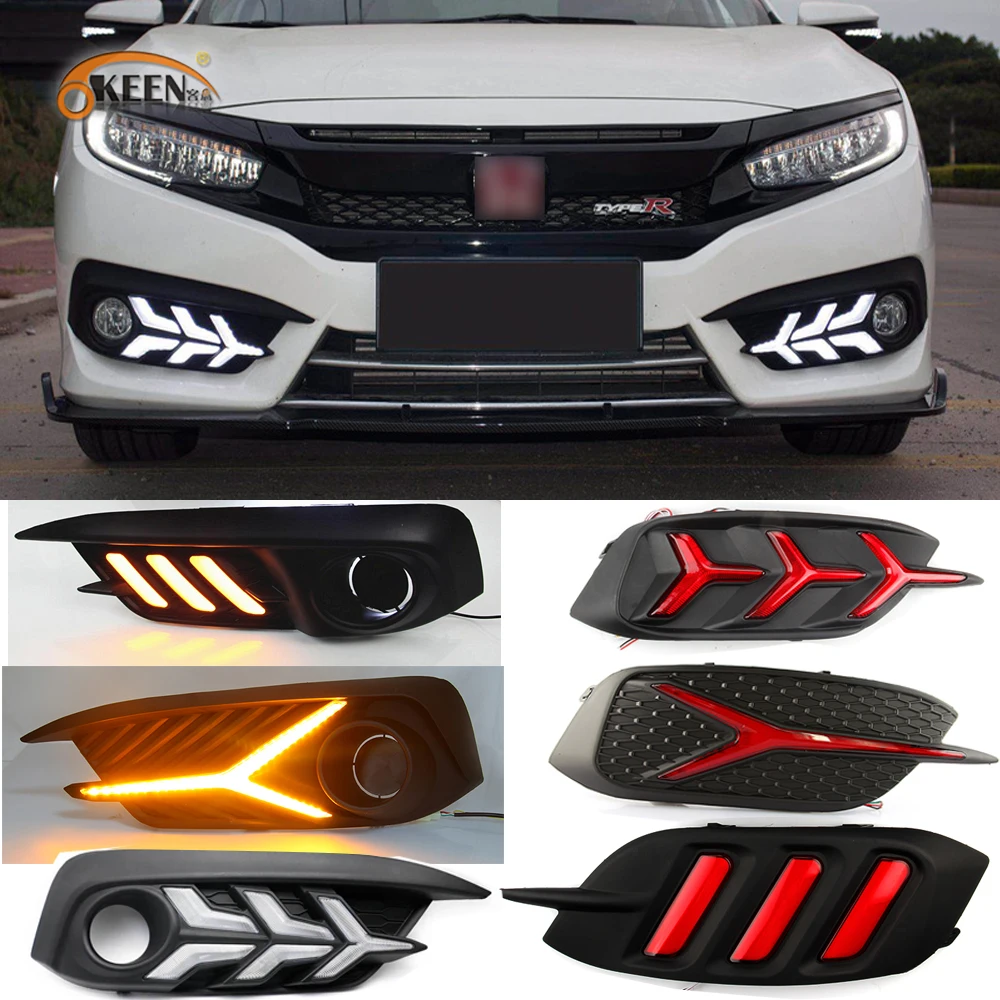 12В для Honda Civic 10th 2016 2017 2018 Автомобильный светодиодный DRL дневные ходовые огни