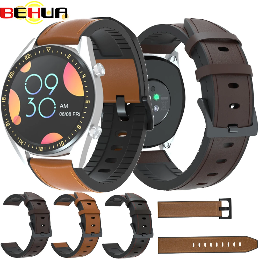 22 мм силиконовый кожаный ремешок для часов Huawei GT 2 2e 46 Amazfit GTR 47 Smartwatch с пряжкой