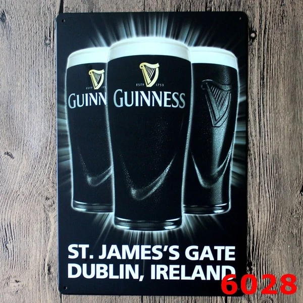 Black Guinness Beer Cider Retro Metal Tin Signs Vintage Cafe Pub Bar Garage | Дом и сад