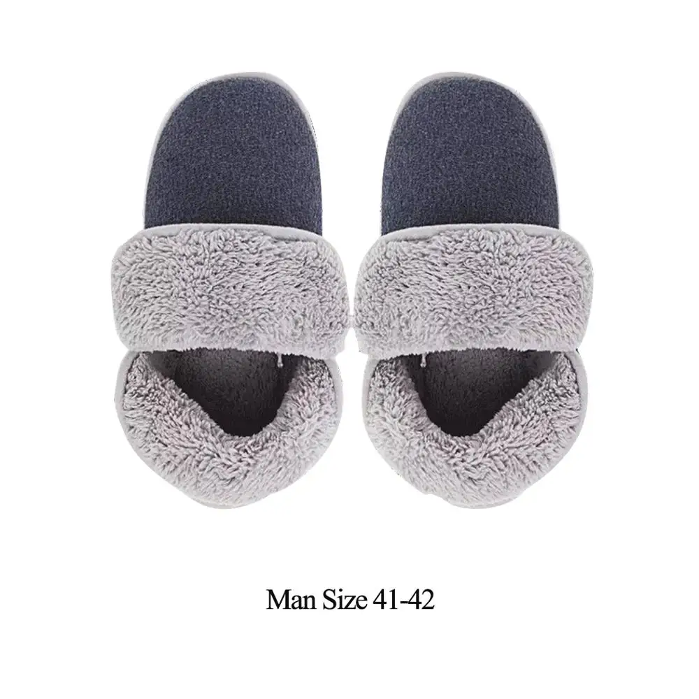 Light Blue 41-42 MI Mijia/домашние Нескользящие зимние тапочки; удобные теплые домашние тапочки для мужчин и женщин; хлопковые комнатные женские тапочки; плюшевые Тапочки - Цвет: Light Blue 41-42